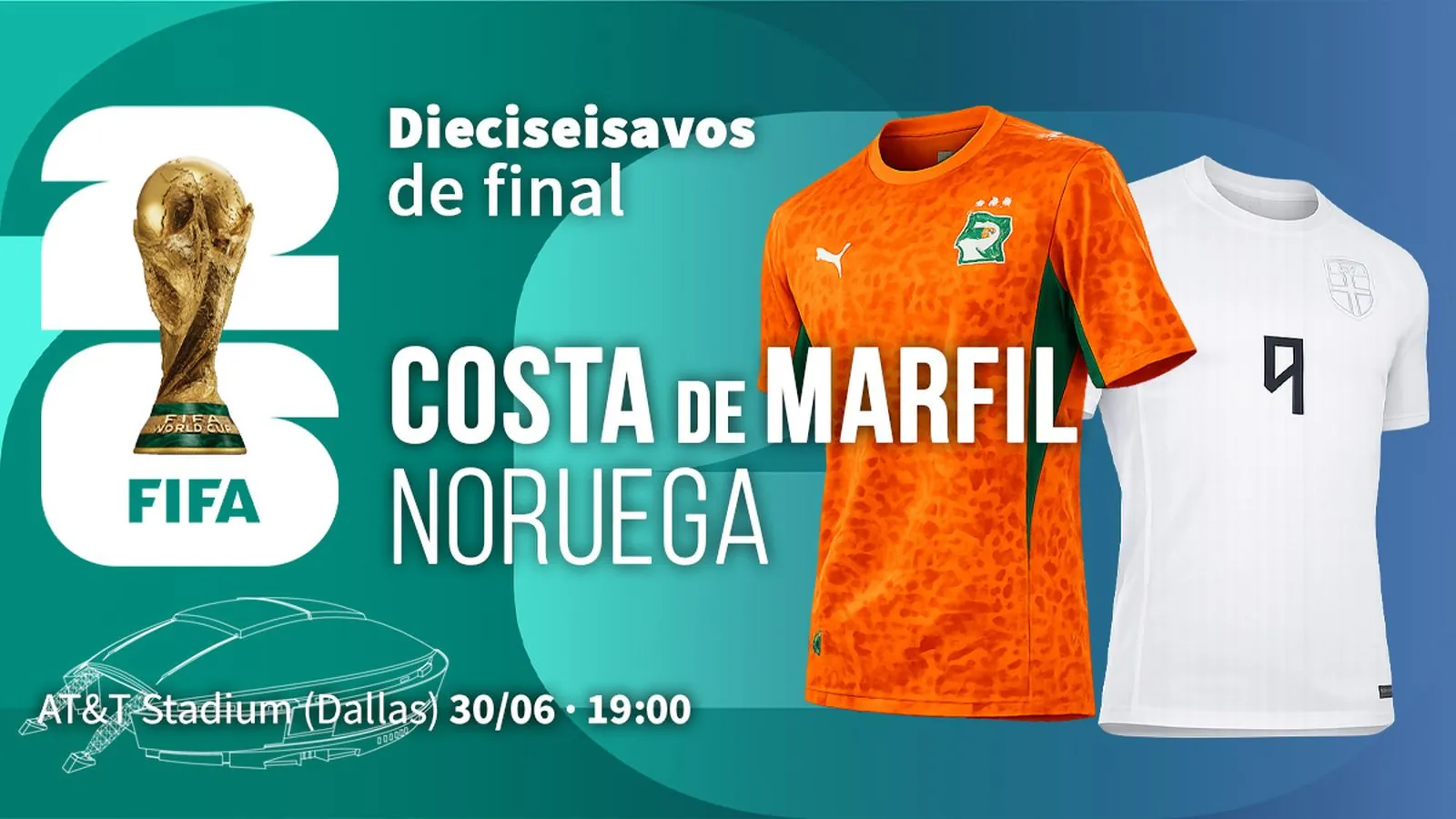 Costa de Marfil-Noruega de Dieciseisavos de final del Mundial